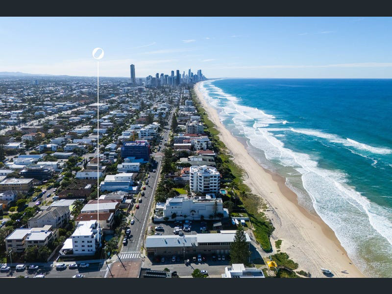 Aerial view along the coastline looking north from Coolangatta
